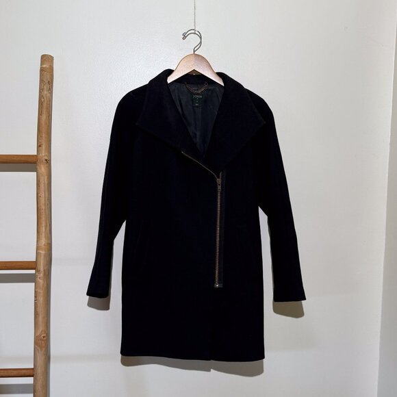 J. Crew Vintage Green tag Wool Blend Long City Coat in Black Size 2 - Picture 4 of 7